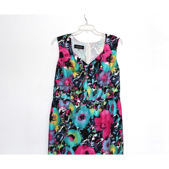 Evan Picone Black Label Floral Sleeveless Sheath Dress Size 16 - Picture 2 of 8